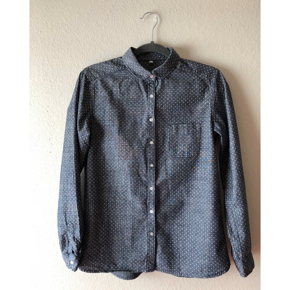 Muji Tops - Muji chambray dot shirt with peter pan collar